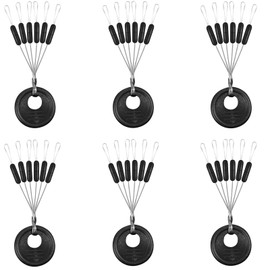 Conskyee 600 Pieces Fishing Rubber Bobber Stops, 6 in 1 Float Sinker Stopper, Soft Beads Stop for Fishing Line, Black Column Stoppers, Size L (L, M, S Available)