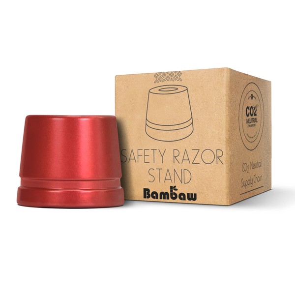 Bambaw Shaving Stand in Red - Fits Metal Safety Razors