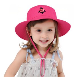 Baby Girl Sun Hat Anchor UPF 50+ Sun Protective Babies Little Girls Summer Bucket Hat Embroidery Beach hat 1-3 Years