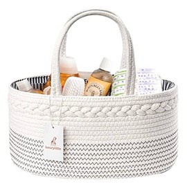 Organizador de pañales de lujo, tamaño grande, con cuerda de algodón para cambiador, contenedor de almacenamiento de guardería con divisor extraíble, regalos de bebé recién nacido para baby shower y