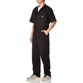 Dickies Mens Flex Short Sleeve Work Utility Coveralls, Black, Large US