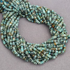 BONNY BOXX 150PCs Natural 2 * 4mm African Turquoise Rondelle Beads, Natural Abacus Disk Stone Beads Loose Spacer Gemstone Beads for DIY Bracelet Necklace Jewelry Making