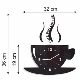 Modern Kitchen Wall Clock, Cup