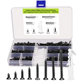 VOVCIG 420PCS Self Tapping Screws Black Sunk Head Stainless Steel Self Drilling Screws M2 M2.5 M3 Screw Assortment Kit for Metal, Plastic and RV