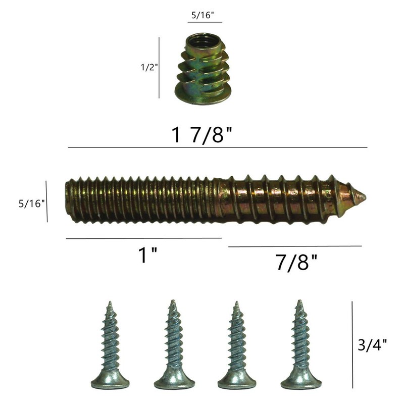 WEICHUAN Furniture Legs Mounting Hardware Sets - Include 5/16" -18