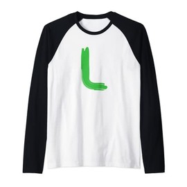Creative Bold Green Letter L - Design Alphabet - Marker Raglan Baseball Tee