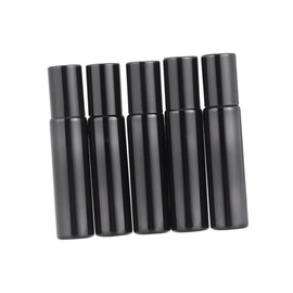 PACKOVE 6pcs Black Glass Roll Bottles with Stainless Steel Roller Ball Refillable Essential Oil Roller Bottles for Travel and Home Leakproof Perfume and Eye Cream Dispensers