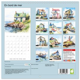 En bord de mer (Calendrier mural carré 2026 30 x 60 cm (ouvert)) Calendrier double avec une page pour vos prises de notes