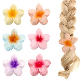 Frangipani Claw Clip 6 PCS,Vibrant Colors, Anti-Slip, Excellent Fixation for Fine Hair,Hair Clamps medium claw clips