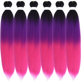 Purple Pink Braiding Hair Pre Stretched Knotless Synthetic Yaki Ez Braid Braiding Hair
