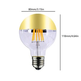 Lxcom Lighting Half Chrome Gold LED Light Bulb 7W Dimmable G80 Globe Bulbs with Mirror 70W Equal Warm White 2700K E26 Base G25 Reflected Light Filament Vintage Edison Bulbs for Home Lighting, 4 Pack