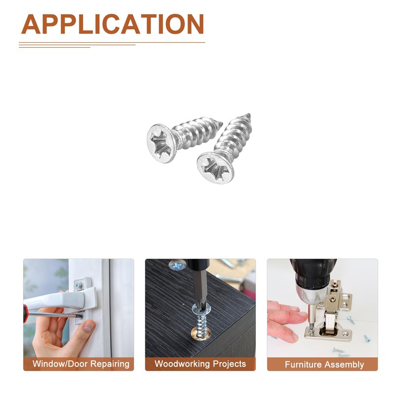 DTGN 100個 M2.2x8mm フラットヘッド 木ねじ 304ステンレス鋼 十字頭 セルフタッピング ねじ -