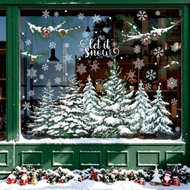 Joeyan Christmas Tree Window Clings Decoration, 9 Sheets Double-Sided Décor