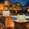 Solar Powered Table Light Waterproof - White Metal Retro Hollowed-Out