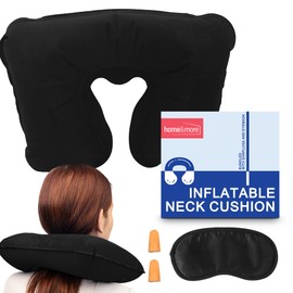 SOL 1pk Inflatable Neck Cushion - Travel Neck Pillow with Earplugs & Eyemask, Compact Inflatable Travel Pillow for Flights, Trains & Cars, Lightweight Travel Pillow Set for Comfort on the Go