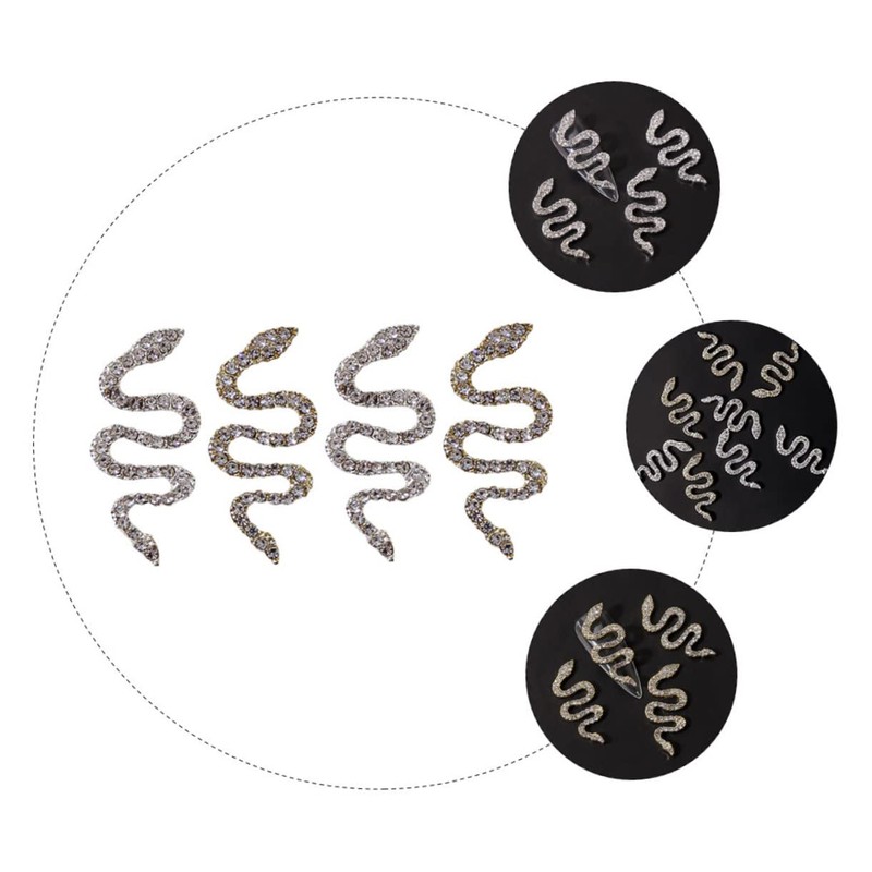 Baluue 4pcs Snake Charm Nail Gems Gems Nail Art Charms