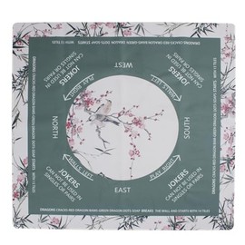 Keptwell Mahjong Game Mat with Drawstring Pouch, Pink Dragon Cherry Blossom Design, Noise Reducing, Waterproof, 31.5 x 31.5 Inches