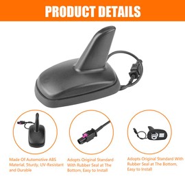 Antena de techo de coche, antena de techo de aleta de tiburón de coche, radio aérea de techo AM FM antena para 5 6 6R con conector macho Fakra