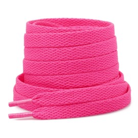 Stepace [2 Pairs] Flat Shoe Laces 5/16" Wide for Sneakers - 13 Colors Shoelaces Hot pink 120