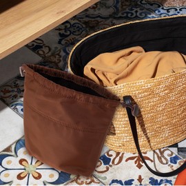 TENDYCOCO Compact Purse Organizer Insert for Bucket Bag, Shoulder Bag, and Crossbody Wallet- Nylon Coffee Mini Tote Purse Insert for Tidy Storage and Travel Convenience, 7.48 X 6.29 X 3.14 Inches