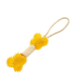 Earthy Pawz Wooden TPR Rope Tug Dental Dog Toy, Orange