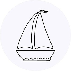 24 x 40mm Round 'Sail Boat' Stickers (SK00006309)