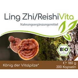 Cellavita Bio Ling Zhi/Reishi Vita 300 Capsules "Shiny Lacquer Porling" from Controlled Organic Cultivation without Additive Made Vegan Laboratory Tested Top Quality (300 Capsules)