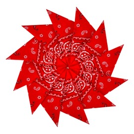 Junvena Cotton Bandanas 12 packs 22"X 22" Double Sides Printed Unisex Kerchief(Rose Red)