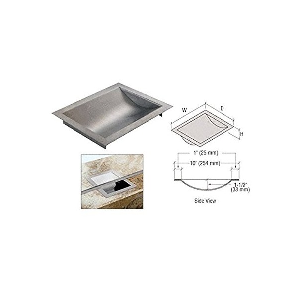 CRL Standard 12" Wide X 10" Deep X 1-9/16" High Brushed Stainless Finish Drop-In Deal Tray