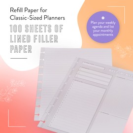Happy Planner Plans + Notes Planner Refill Paper, 100 Sheets of Lined and Dashboard Layout Notebook Paper for Journals, Classic Size, 7"x 9.75"