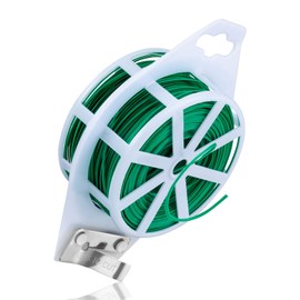 Koimsec 328 Feet (100m) Garden Plant Twist Tie with Cutter Reusable for Plants Growth and Care, Tie Wire Reel for Home and Office Cable Organization, Multifunctional Twist Ties (Green)