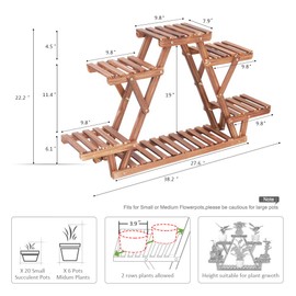 COOGOU Wood Plant Stand Indoor 6 Tier Flower Pot Holder Shelf Corner Plant Display Shelving Rack Organizer Shelves for Balcony Garden Patio Living Room (Triangular,A Frame,Cute,Small,Upgrade)