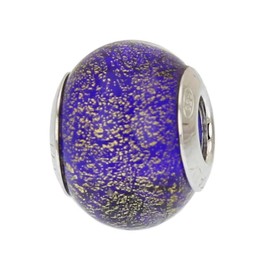 GlassOfVenice Murano Glass Sterling Silver Ca D'Oro Blue Charm Bead