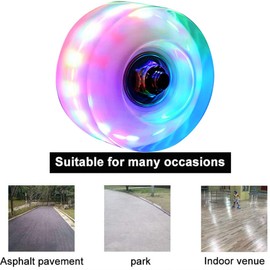hlaill Roller Skate Wheels Luminous Light Up, with Bearings Outdoor Installed 4 Pack - Roller Skate Wheels for Double Row Skating and Skateboard 32mm x 58mm