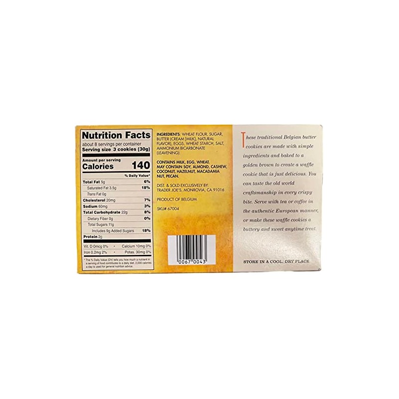 Trader Joe's Belgian Butter Waffle Cookies Traditional Belgian Butter Biscuits,