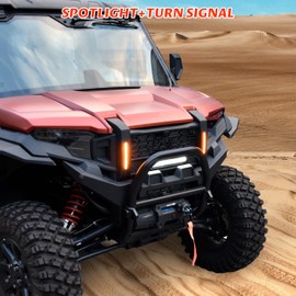 SAUTVS Front Mesh Grill with LED Spotlight for Polaris Xpedition XP/XP 5/ADV/ADV 5 2024+ Accessories, Black Mesh Grille with Accent Light and Left Right Turn Signals