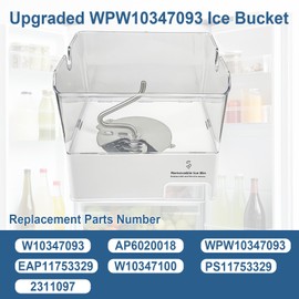 WPW10347093 Refrigerator Ice Bucket Compatible with Maytag KitchenAid Whirlpool Ice Bin Replace W10347093, AP6020018, 2311097, AH11753329, EA11753329, PS11753329, EAP11753329 Ice Maker