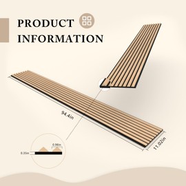 Wood Slat Wall Panels,2 Pack 94.48"x 11.02" Each,Wood Wall Panels for Sound Absorbing,Wooden Wall Panels for Interior Wall Decor,Wood Slat Wall Paneling with Solid Wood Veneer (Triangle Slat Oak)