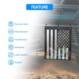 Universal Trash Sack ATV UTV Mesh Trash Bag Large Storage Bag Teslin Compatible with Polaris RZR, CFMOTO, Can-Am, Teryx, Arctic Cat, Golf Cart, Pioneer, Boat(American Flag Print)