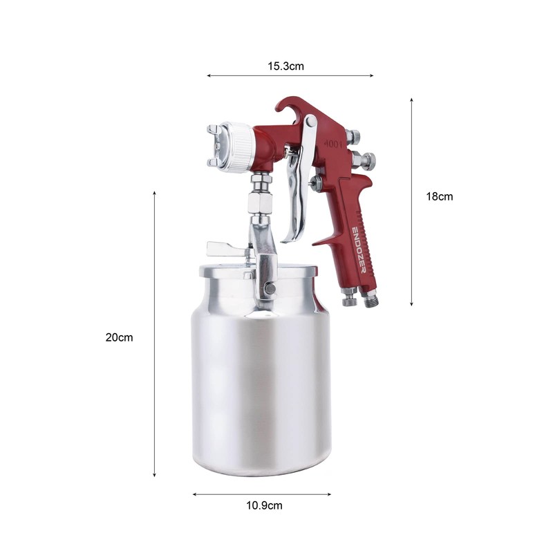 ENDOZER Professional Siphon Feed Spray Gun for Paint, Red Handle,