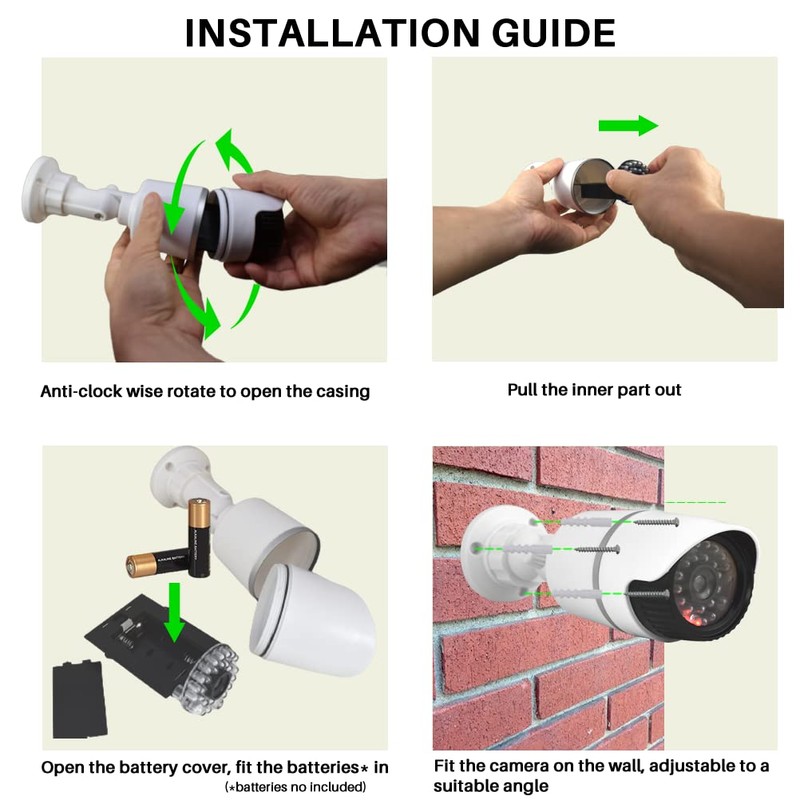 JUSTOP Dummy CCTV Cameras, 2x Fake Bullet Security Camera With