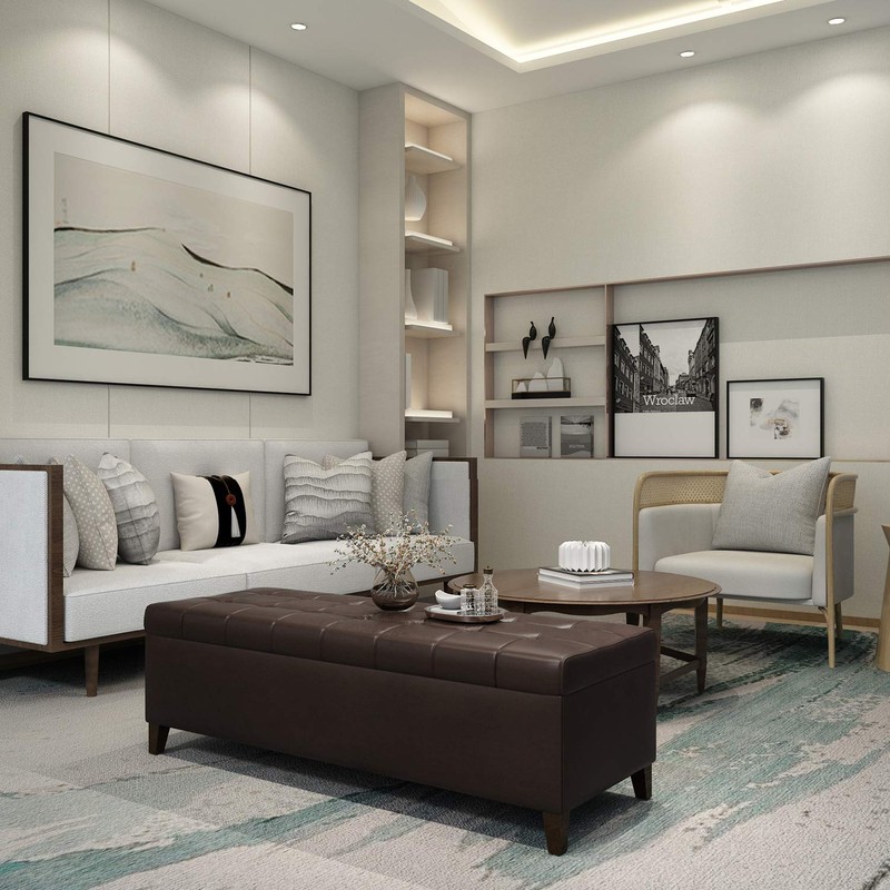 Joveco 51" Rectangle Button Tufted Bonded Leather Storage Ottoman Bench