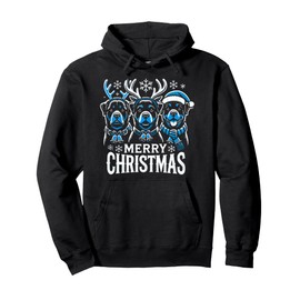 Christmas Rottweiler with Santa Hat Rottweiler Christmas Pullover Hoodie