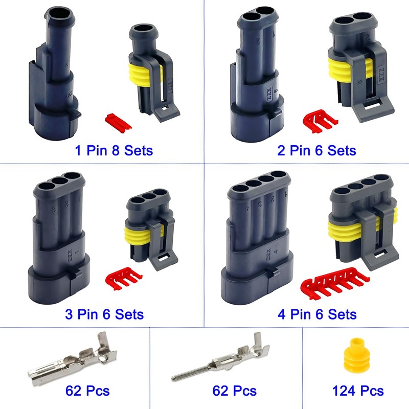Twippo 352Pcs Waterproof Car Electrical Connector Terminals Automotive Electrical Wire