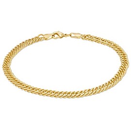 Barzel 18K Gold Plated Rambo Cuban Curb Anklet for Women, 10 Inches - Made In Brazil