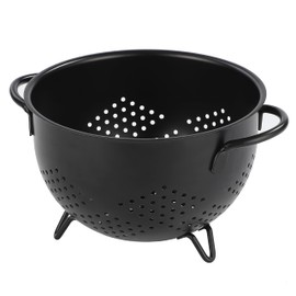 beifeier Metal Colander 5 Quart Self-draining Kitchen Strainer with Base, Double Handles, Pasta Fruit Vegetable Basket (BrightBlack)