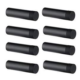 JQK Tope de puerta, 2-7/8 pulgadas, tope de puerta amortiguador de sonido de acero inoxidable 304, protector de pared, paquete de 8, negro mate, DSB2-