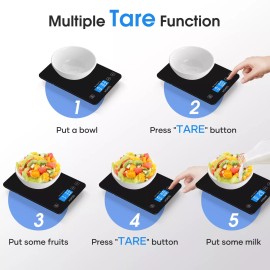 KOIOS Digital Kitchen Scale Touch Glass Diet Food Postal 33lb/15kg Multifunction KOIOS