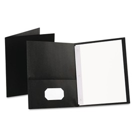 Oxford 57706 Twin-Pocket Folders with 3 Fasteners, Letter, 1/2-Inch Capacity, Black 25/Box