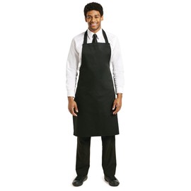 Whites Chef's Bib Apron Kitchen Cooking and Barbecue for Men and Women | Black | Polycotton | Size: 965(L) x 711(W)mm | A279